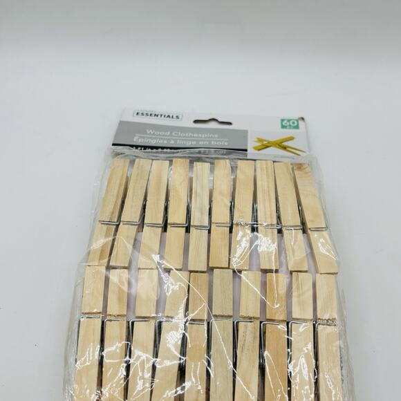 ESSENTIALS Wood Clothespins – 60 Count (Brand New in Package) 2.91 X 0.39. New! - Picture 4 of 9